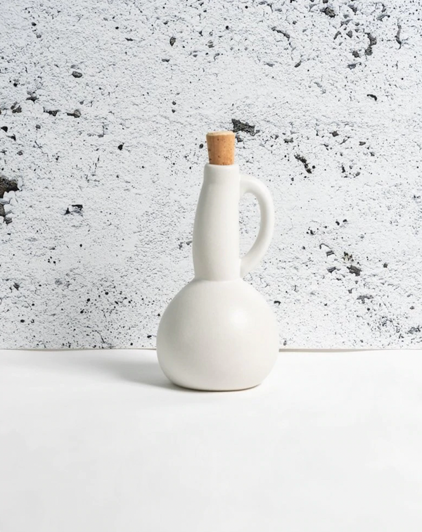 Stoneware Olive Oil Bottle | Dadasi | Matte White