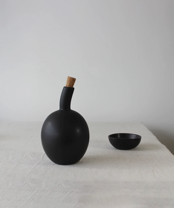 Stoneware Olive Oil Bottle | Zitouna | Matte Black