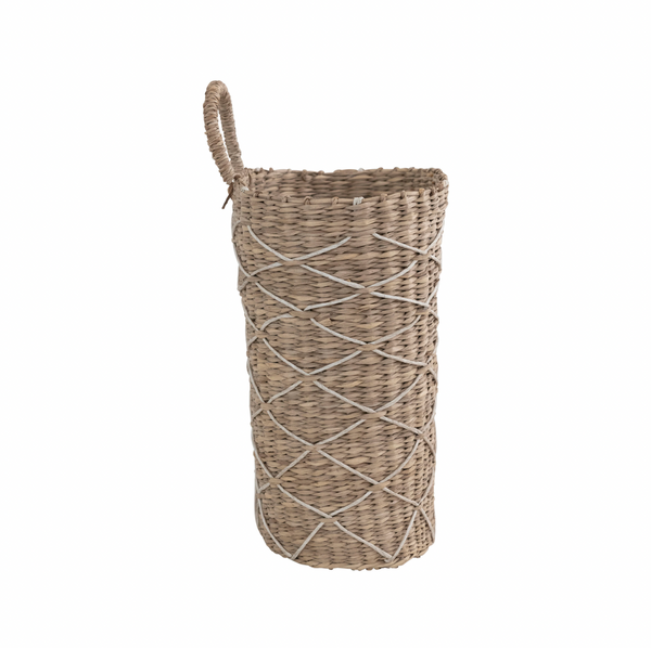 Hand-Woven Seagrass Wall Basket with Handle