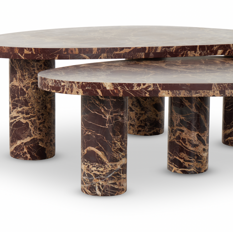 Zion Coffee Table Set - Merlot Marble