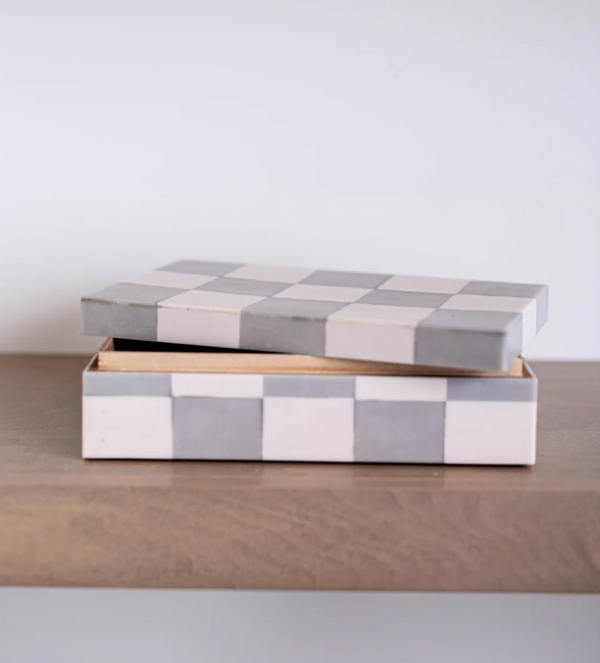 Checkered Grey and Ivory Decor Box