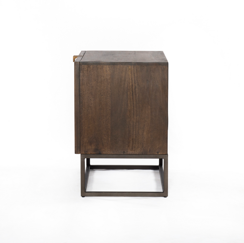 Kelby Cabinet Nightstand - Carved Vintage Brown