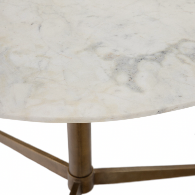 Helen Round Bistro Table - Polished White Marble