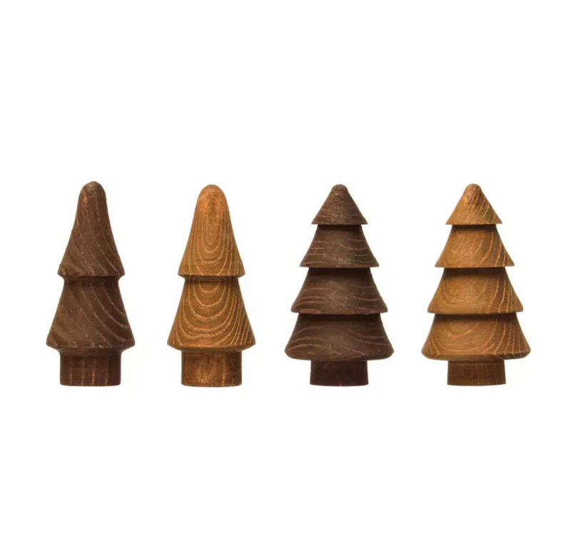 4"H Wood Tree, 2 Colours and 2 Styles