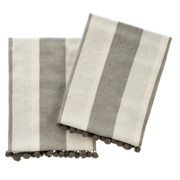 Pom Pom Grey Stripe Tea Towel Set