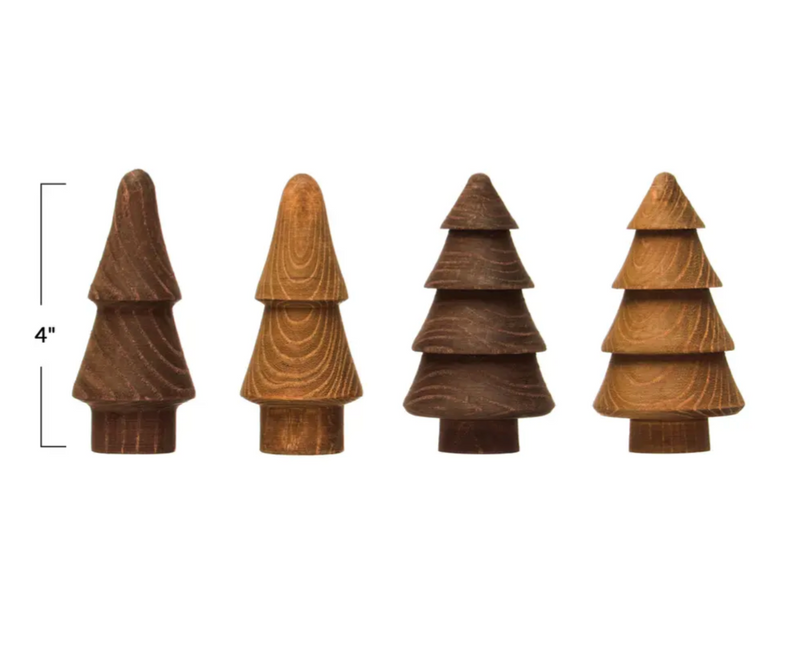 4"H Wood Tree, 2 Colours and 2 Styles