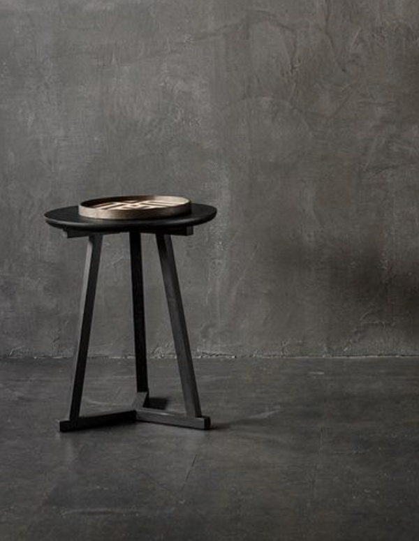 Oak Tripod Table - Black
