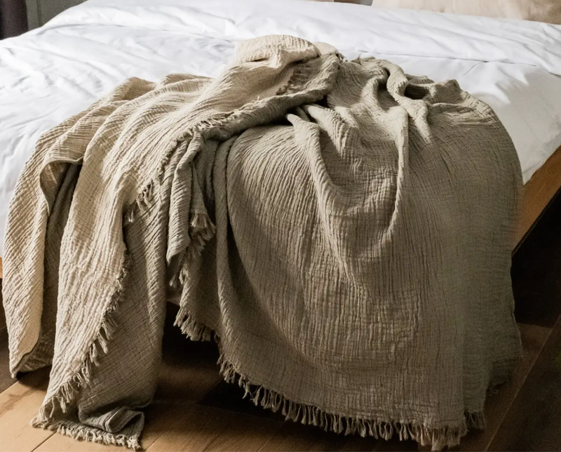 Muslin Oversized Blanket - Olive Grey