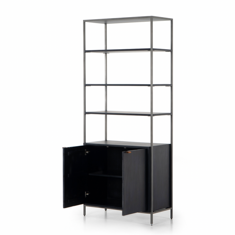Trey Modular Wide Bookcase - Black Wash