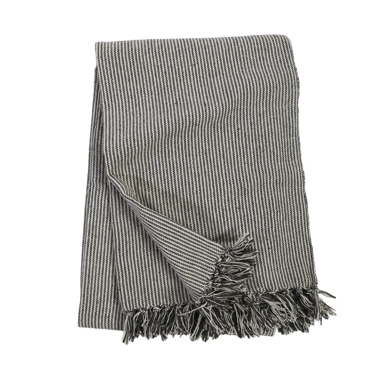 Jamie Oversized Throw - Ivory and Charcoal