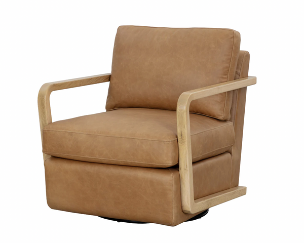 Cassie Swivel Lounge Chair - Rustic Oak