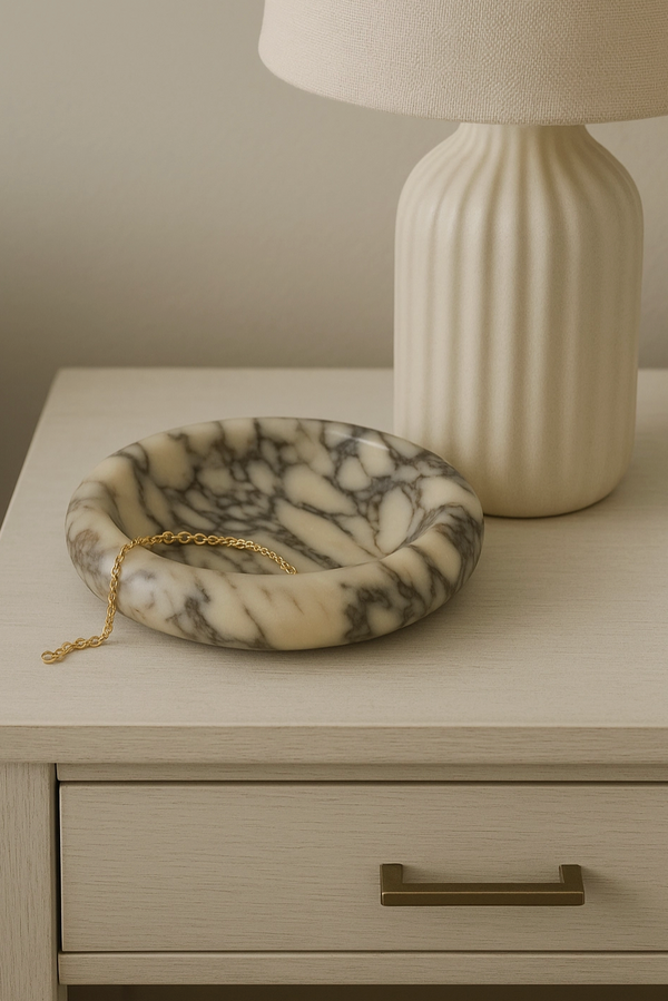 Polished Calacatta Viola Marble Decorative Dish