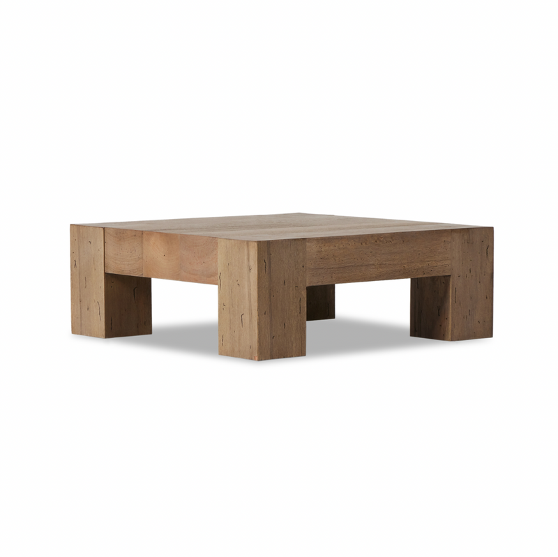 Abaso Small Square Coffee Table - Rustic Wormwood Oak