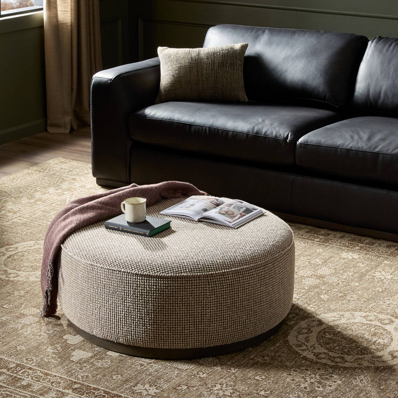 Sinclair Large Round Ottoman - Barrow Taupe