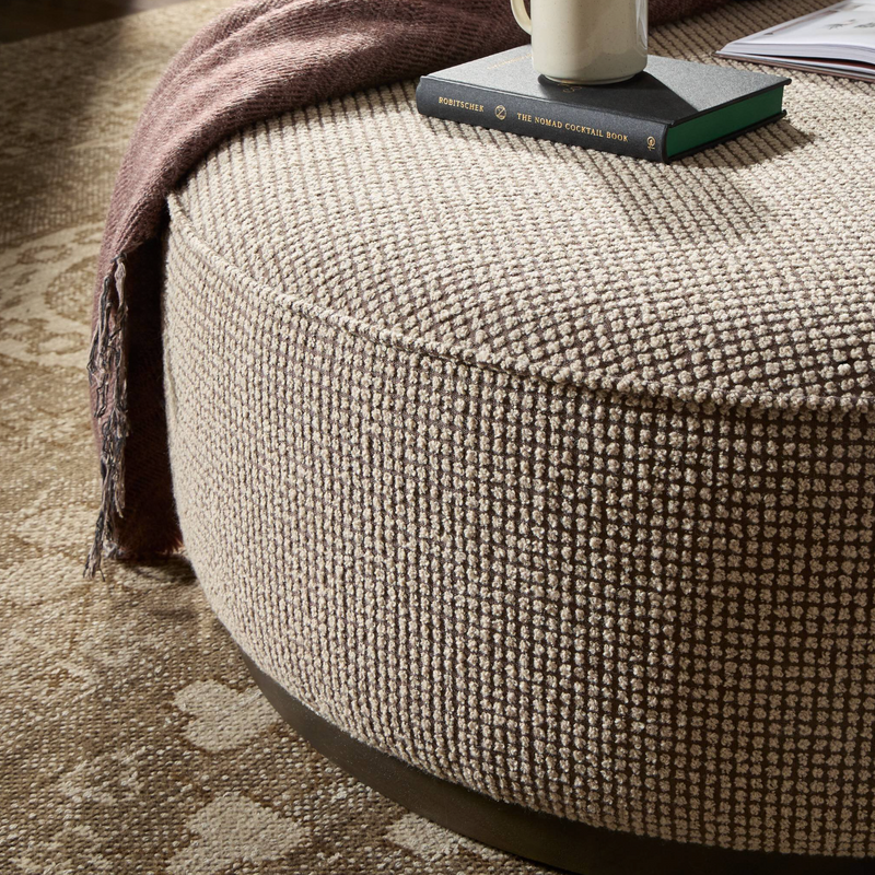Sinclair Large Round Ottoman - Barrow Taupe