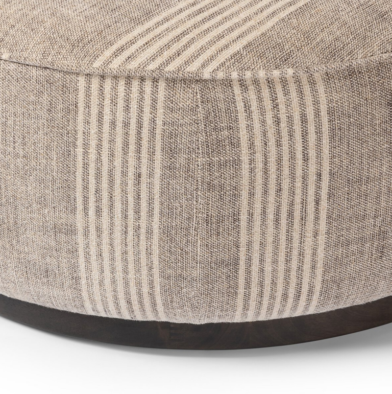 Sinclair Large Round Ottoman - Manchester Flint