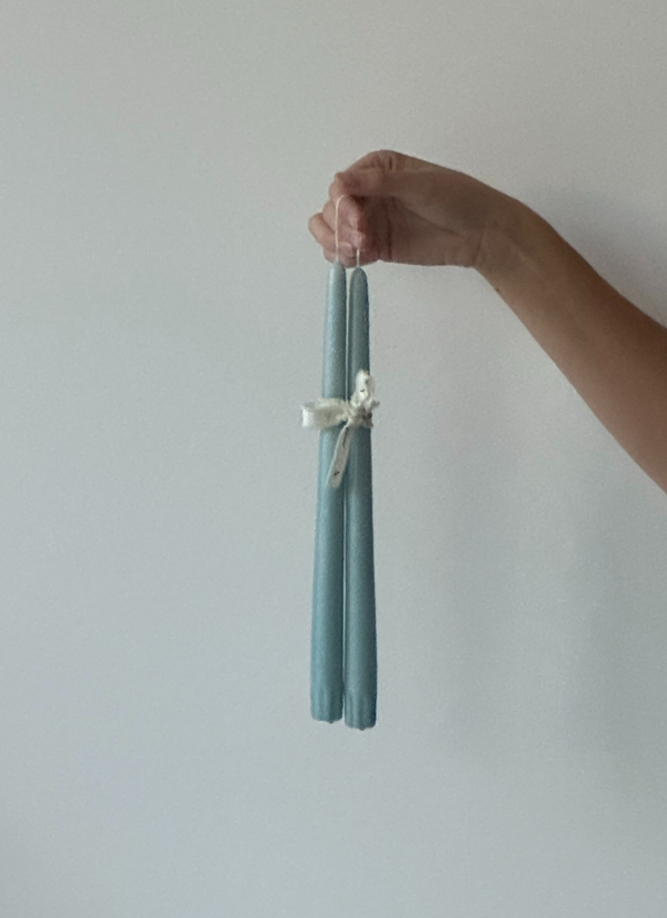 Glacier Blue Tapered Candle - S/2