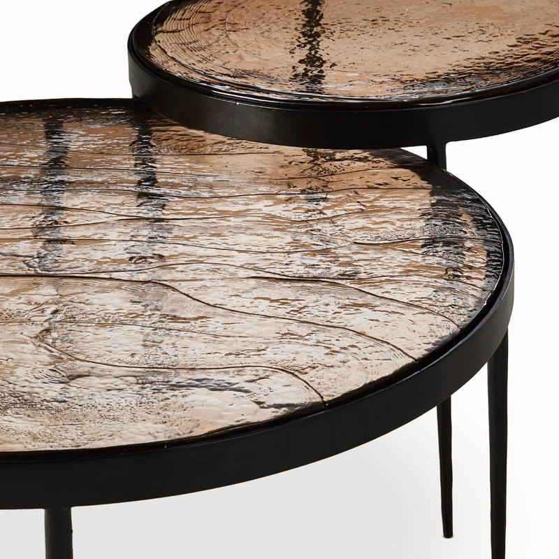 Yoko Nesting Table - Smoked Brown Cast Glass