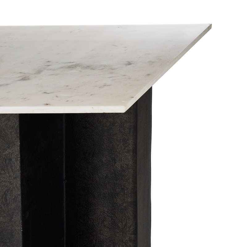 Terrell Large Console Table - Polished White Marble