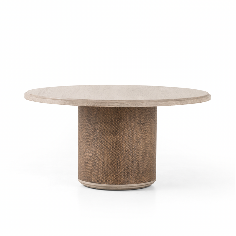 Kiara Round Dining Table - Weathered Blonde Oak