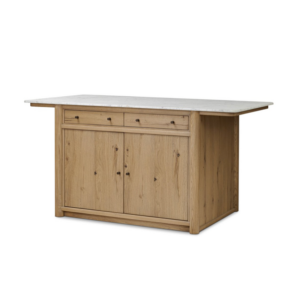 Fatima Kitchen Island - White Carrara Marble