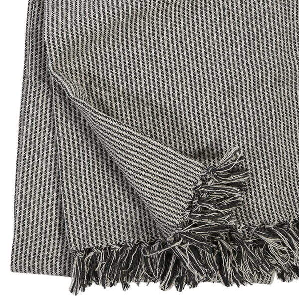 Jamie Oversized Throw - Ivory and Charcoal