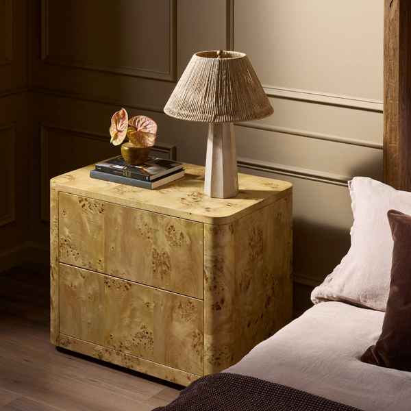 Mullins Nightstand - Natural Mappa Burl