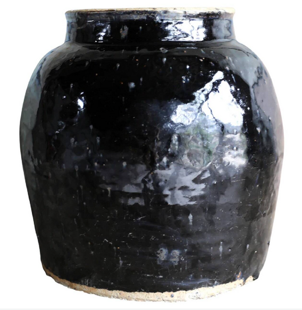 Vintage Vase Blacked Glased Paso Pot