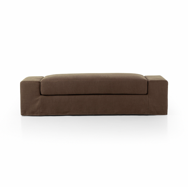 Wide Arm Slipcover Accent Bench - Brussels Coffee