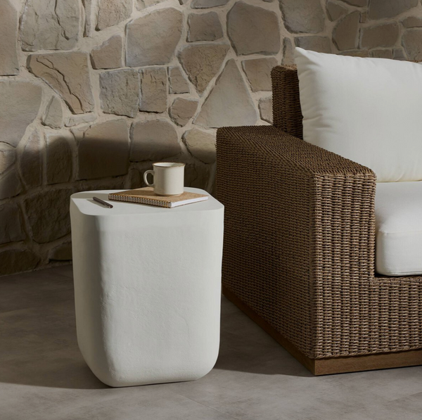 Basil Outdoor Square Drink Table - Matte White