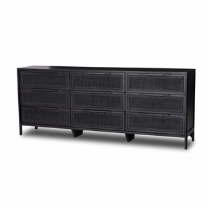 Sydney 9 Drawer Dresser - Black Wash w/ Black Cane