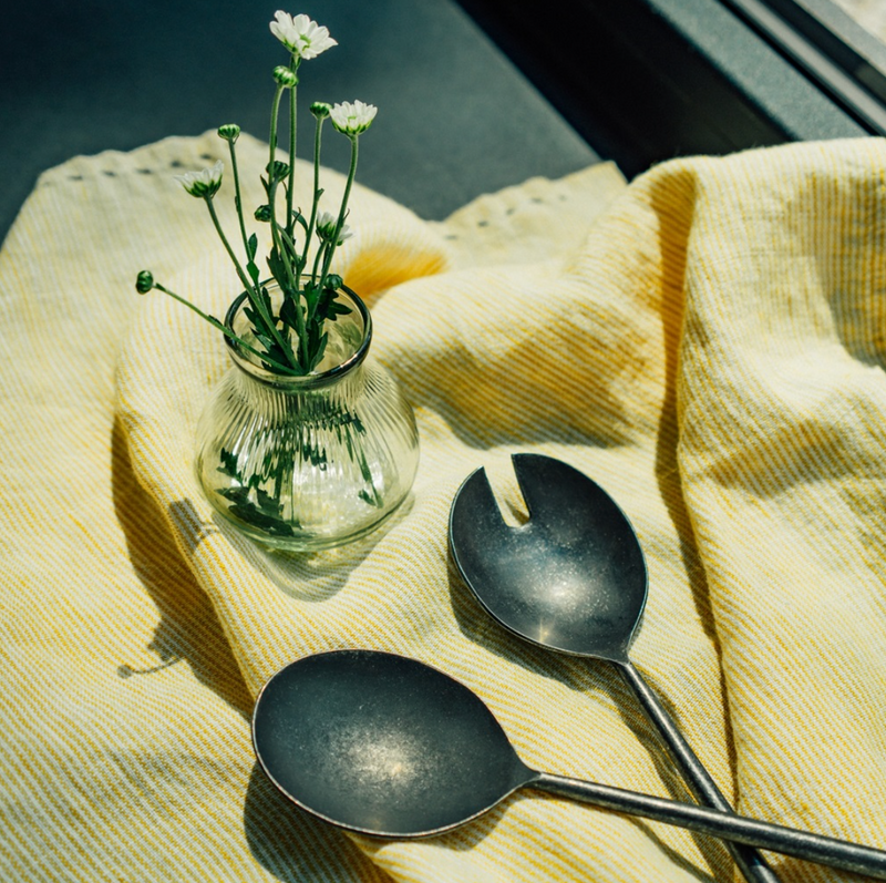 Tides Salad Servers Set of Two, Tumbled Black