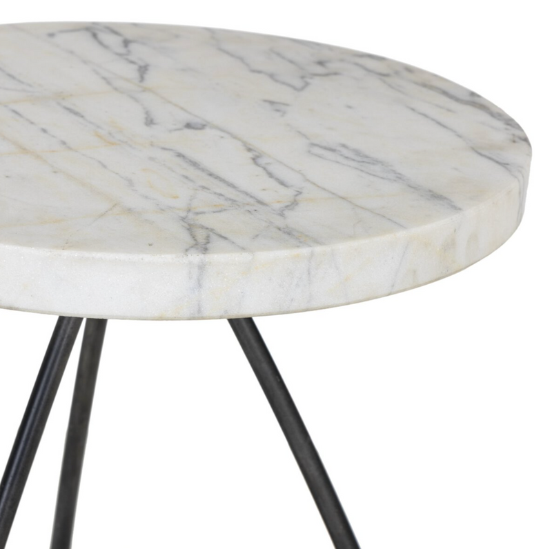 Clove End Table - Veined White Marble