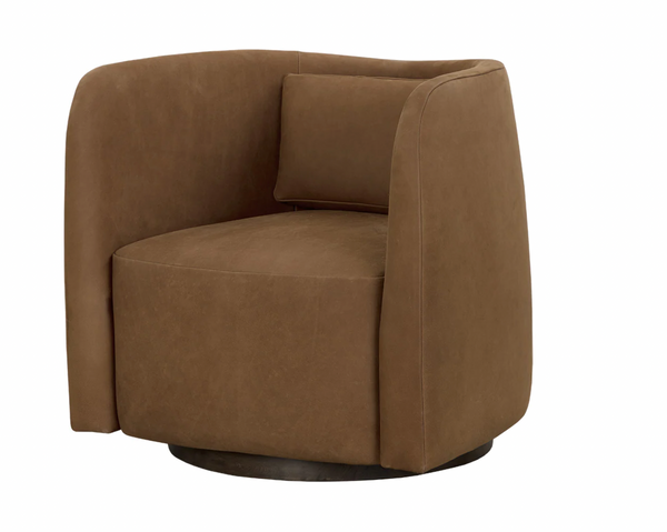 Jerry Swivel Lounge Chair - Nubuck Caramel