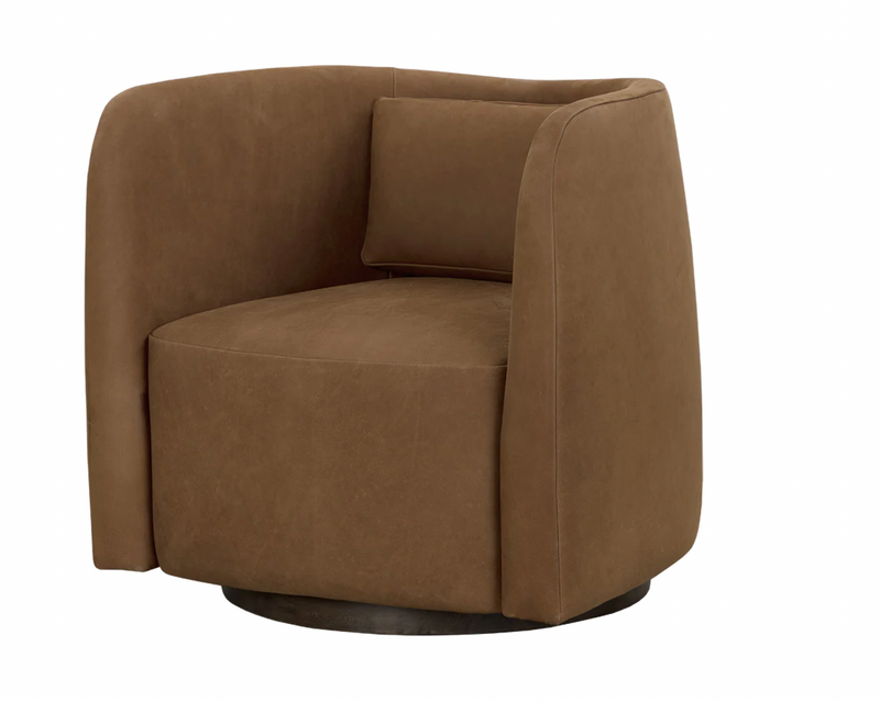 Jerry Swivel Lounge Chair - Nubuck Caramel