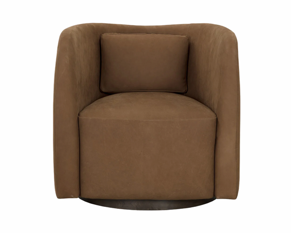 Jerry Swivel Lounge Chair - Nubuck Caramel