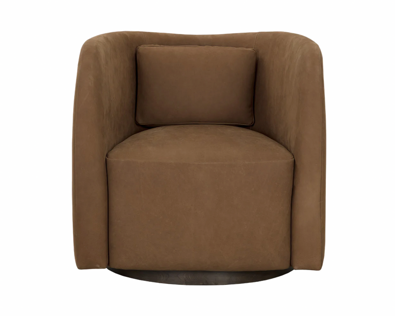 Jerry Swivel Lounge Chair - Nubuck Caramel