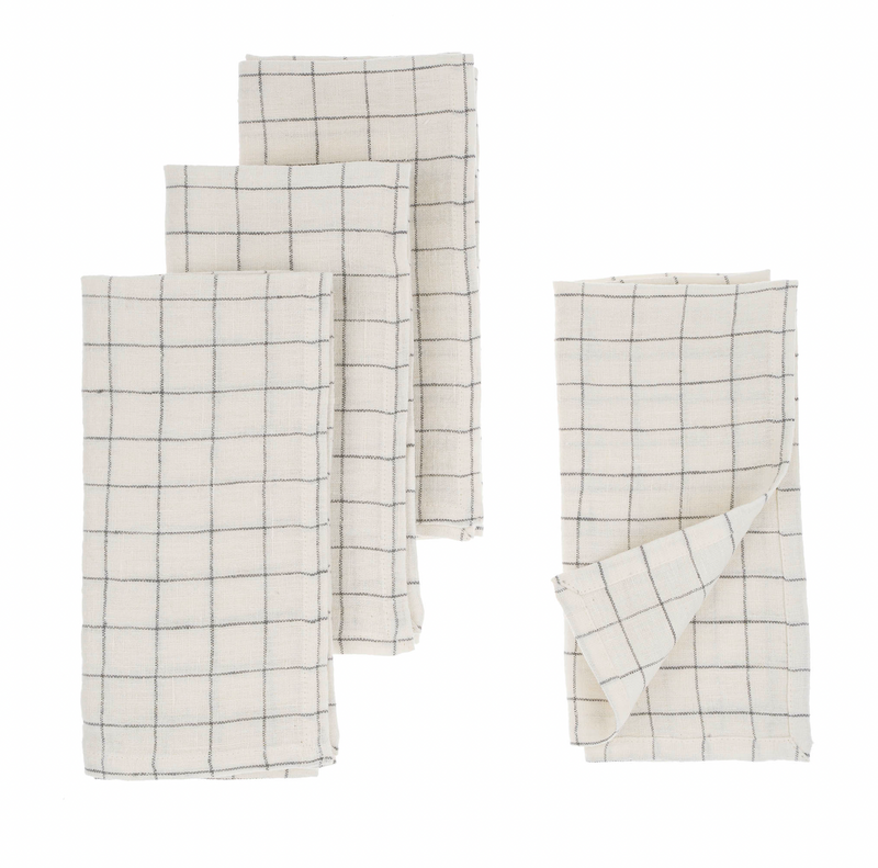 Linen Check Napkins - Set of 4