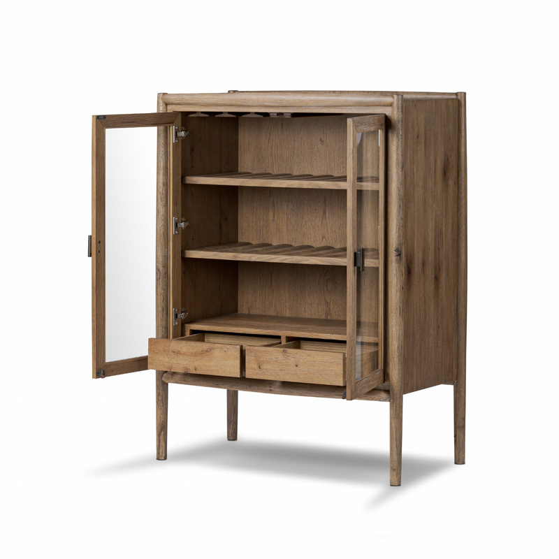 Glenview Bar Cabinet - Weathered Oak