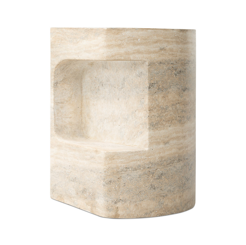 Clementine End Table - Textured Sandy Grey