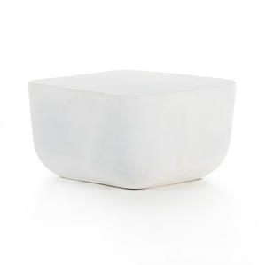 Basil Square Outdoor End Table - Matte White