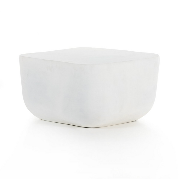 Basil Square Outdoor End Table - Matte White