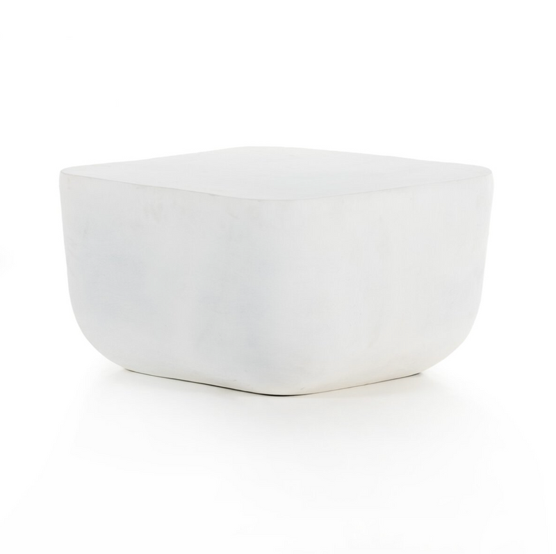 Basil Square Outdoor End Table - Matte White
