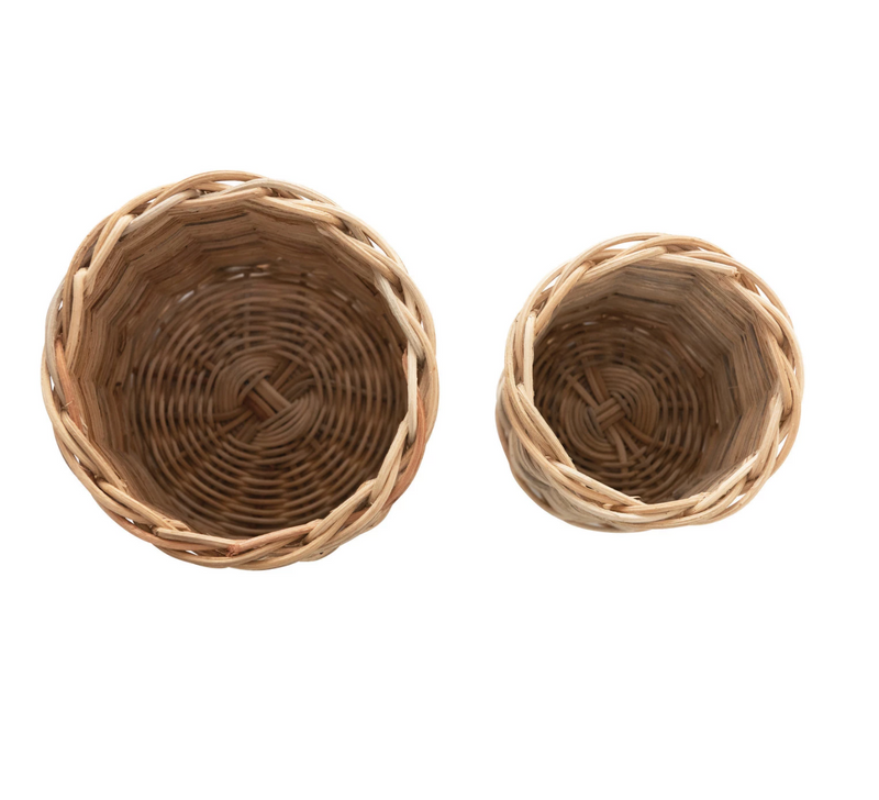 Hand-Woven Wicker Basket - Set of Two