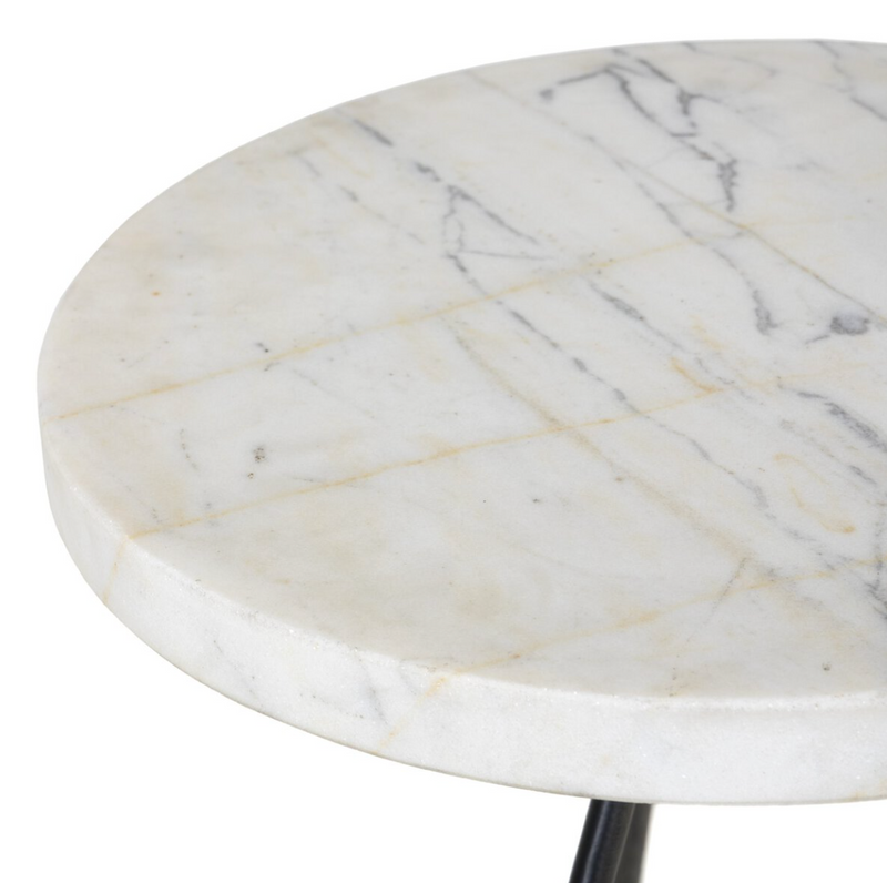 Clove End Table - Veined White Marble