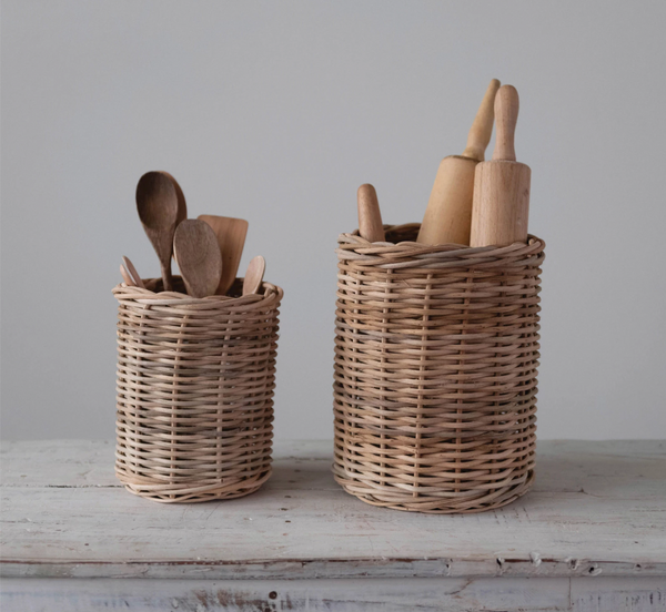 Hand-Woven Wicker Basket - Set of Two