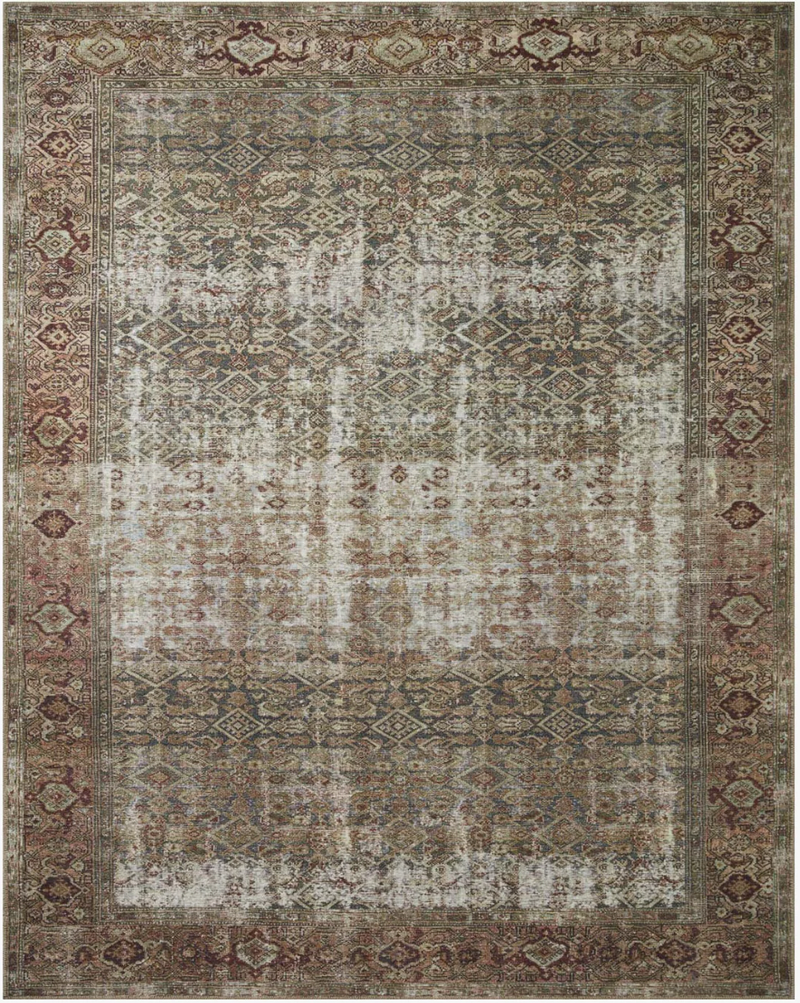 Amber Lewis x Loloi Georgie Moss and Salmon Area Rug