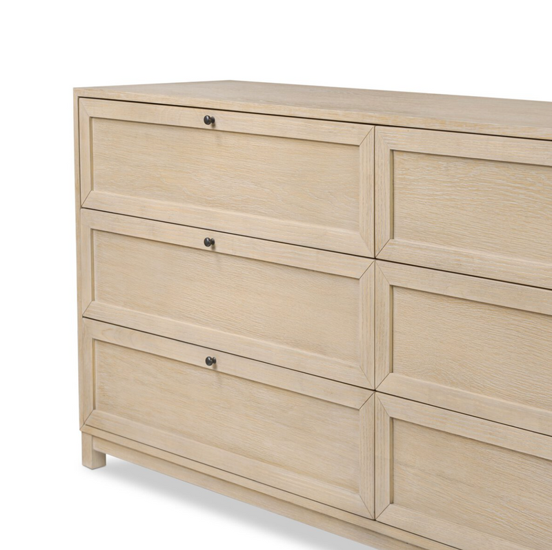 Millie 6 Drawer Dresser - Light Bleach Oak Veneer