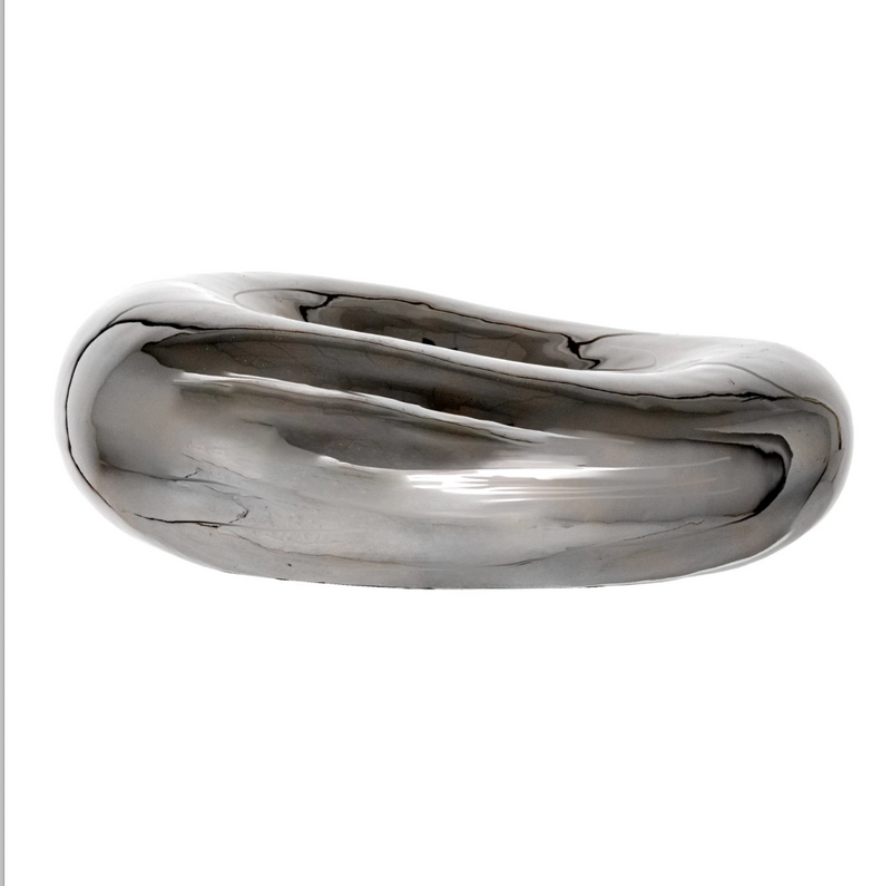 Decorative Stoneware Bowl, Chrome Finish