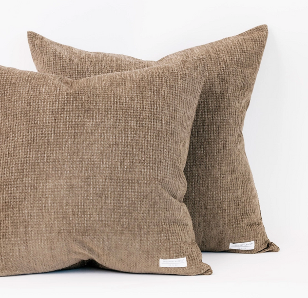 Tobias Chenille Houndstooth Pillow - Olive